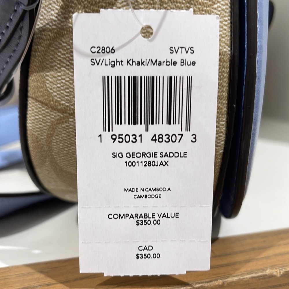 Coach Georgie Saddle Bag In Signature Canvas Light Khaki / Marble Blue - Picture 12 of 16